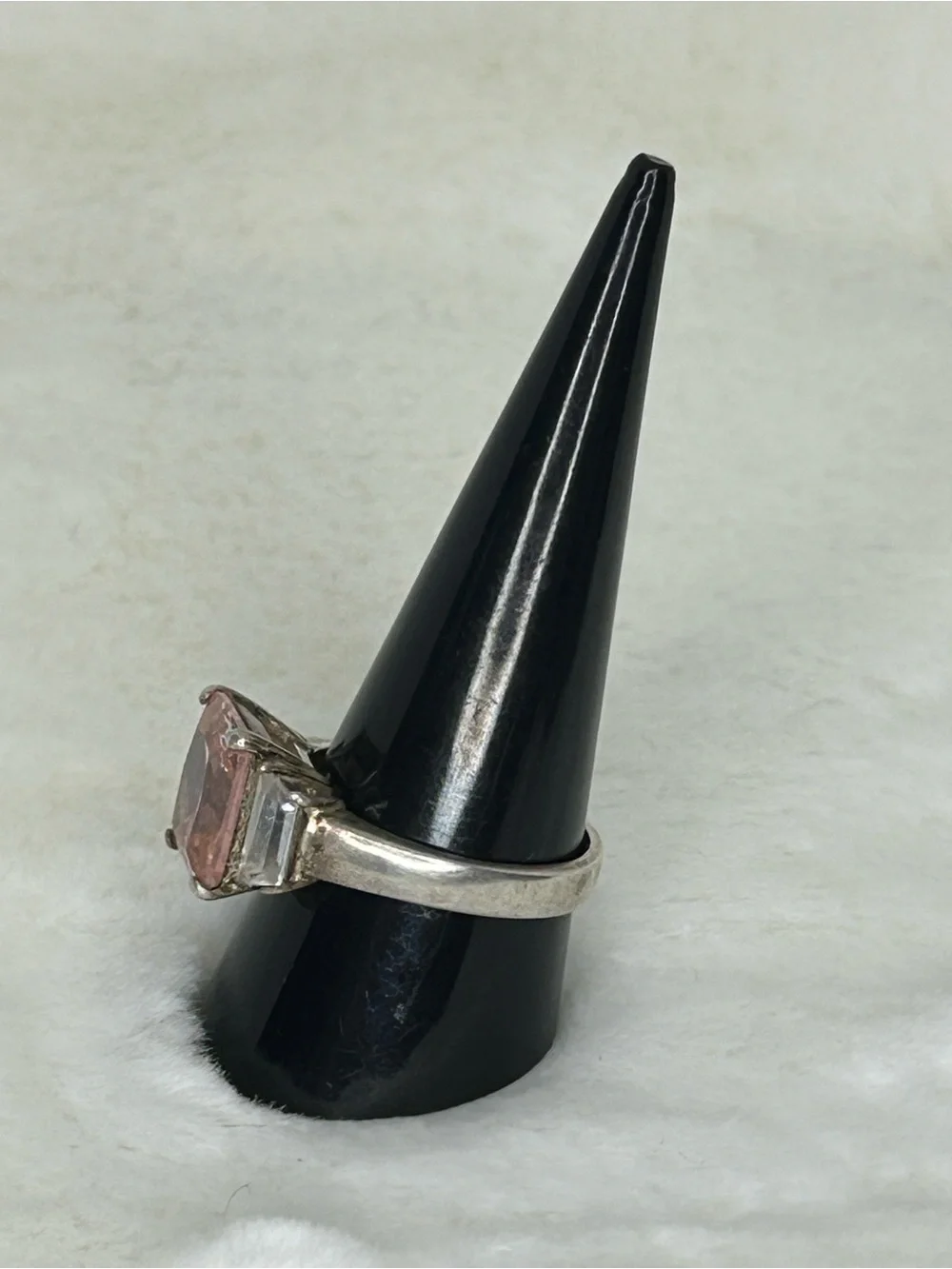 PINK THREE STONE STERLING SILVER 925 RING